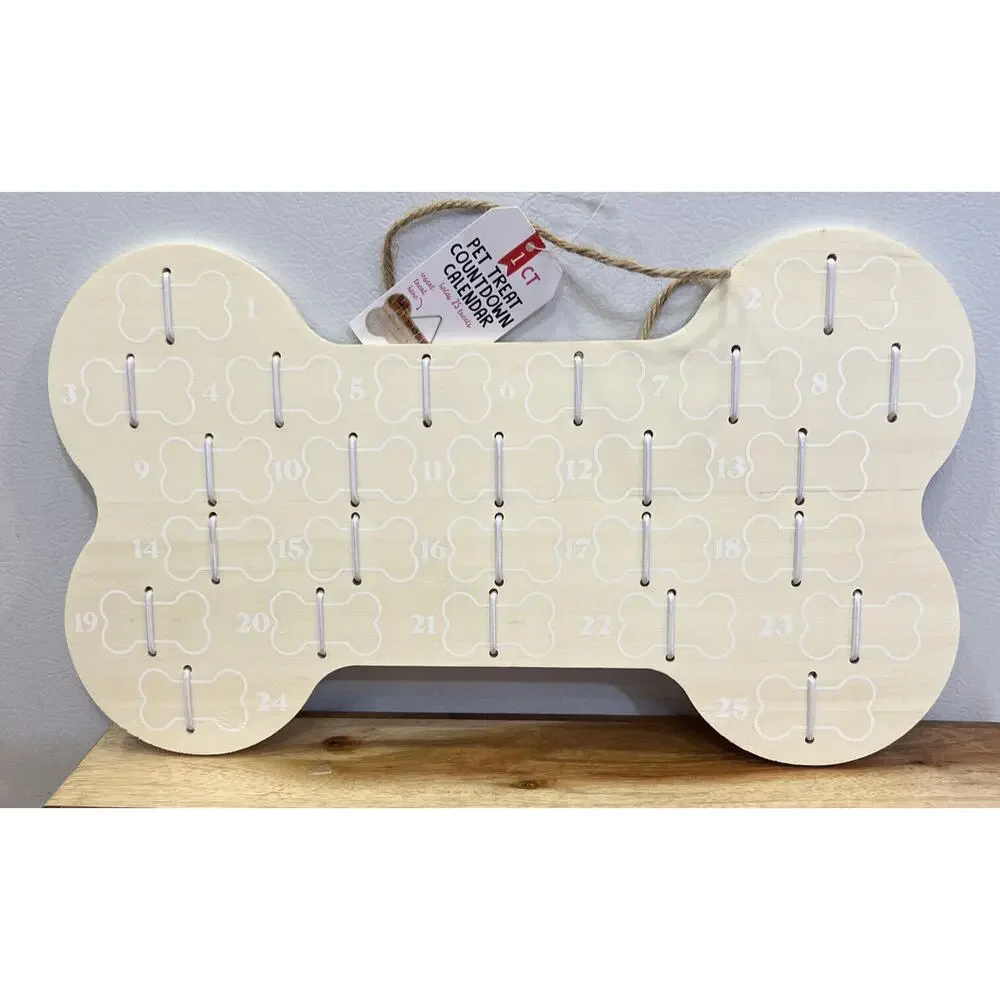 PET COUNTDOWN CALENDAR Holds 25 Toys Treats Insert Dog Bone Hanging New